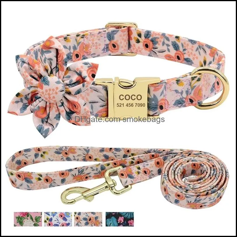 Hondenkragen ontleen aan de aangepaste gegraveerde hondenkraag met riem nylon geprinte id kammen Pet Walking Belt voor kleine middelgrote grote honden stroom ot7 kW