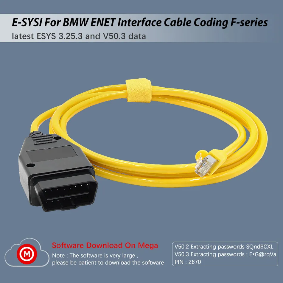 ENET OBD Interface Cable for BMW E-SYS ICOM Coding Diagnostics