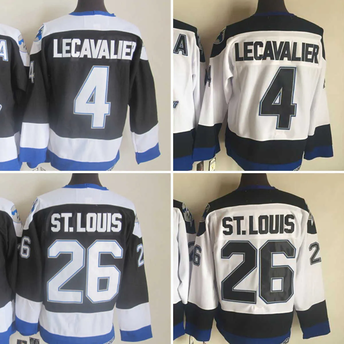 1992-1999 Film Retro CCM Hockey Jersey Broderie 4 Maillots Vincent Lecavalier 26 Maillots Martin St. Louis Vintage Noir Blanc