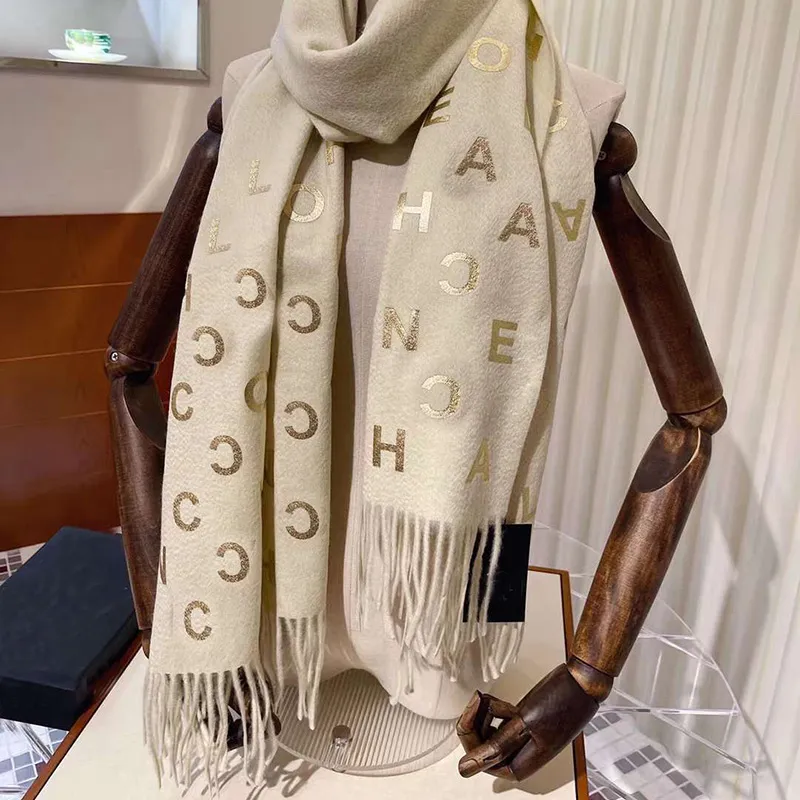 Luxe vrouwen C Scarf Winter Cashmere wraps pashmina sjaals dame dikke warme deken ontwerpbrief vrouwelijke bufanda stoles 2022 nieuw