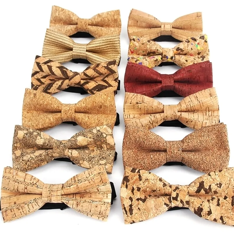 Hals Krawatte Set Cork Holz Mode Bogen Herren Neuheiten handgefertigt massive Krawatte für Hochzeitsfeier Mann Geschenkzubehör Männer Bowtie 221013