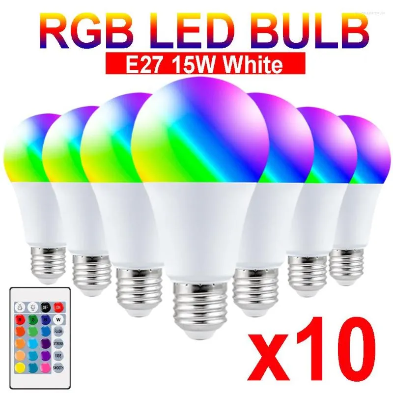 LED Bulb Lights 15W RGBW Light Lampada Changeable Colorful Lamp With IR Remote Control