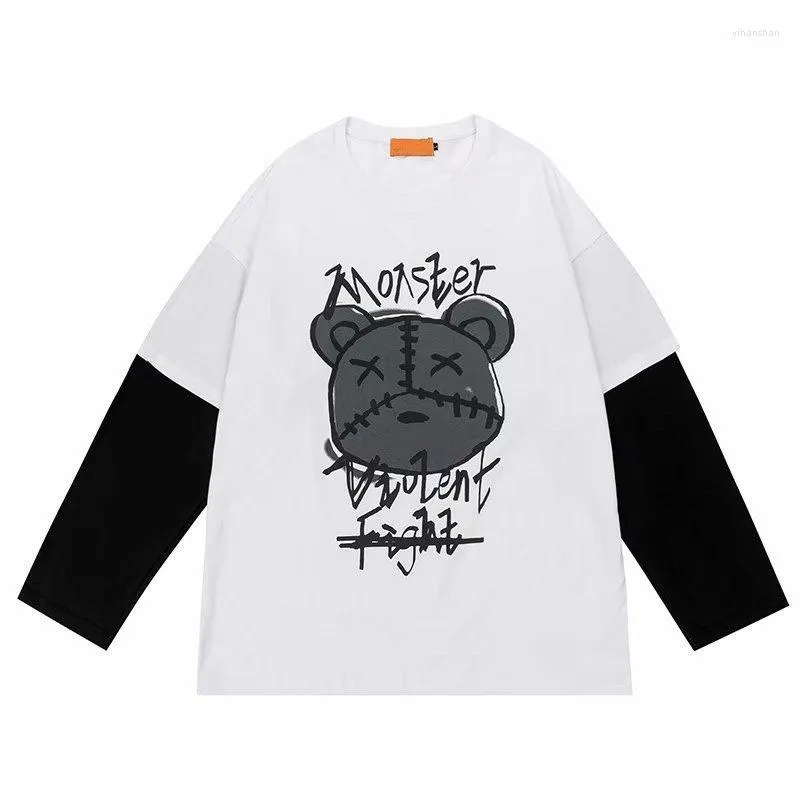 Hommes T-shirts Automne Hommes Harajuku Chemise À Manches Longues Hip-Hop Streetwear T-shirts Mode Anime Imprimer Sweats Unisexe Casual Tops Y2k Vêtements