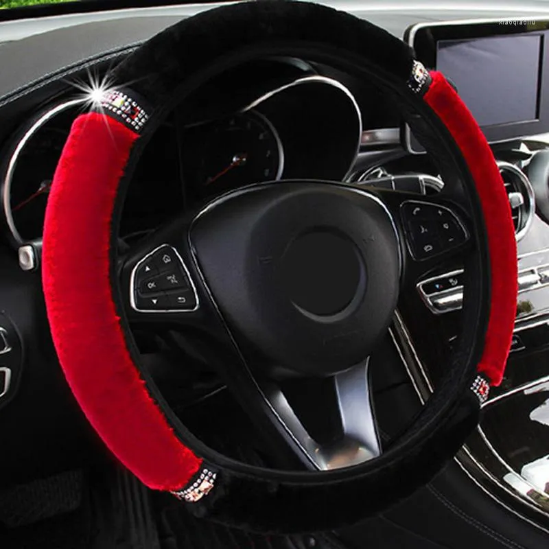 Steering Wheel Covers Shiny Cover Soft Accessories Protector Rhinestone Winter