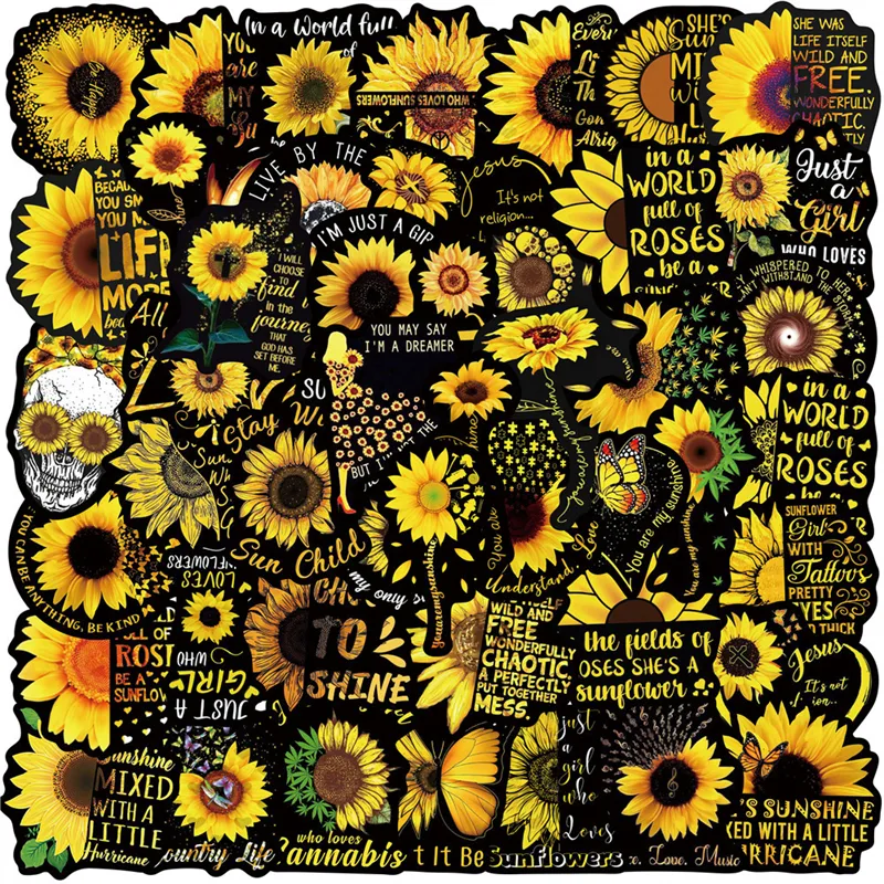 Randomly Imported Positive Quote Sunflower Stickers Pack For Car, Bike ...