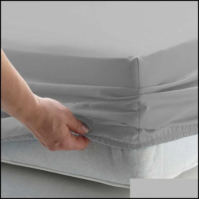 Ensembles de draps Drap de lit solide équipé d'une bande élastique uni Ding King Queen Size Matelas Er Russiasize 160X200Cm 211224 Drop Deliver Ottn7