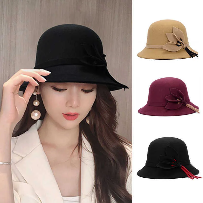 Beanie / Skull Caps Cappello da donna elegante con Bibbon Band autunno inverno coreano all-match cap femalechurch wedding travel british jazz lady fedoras T221013