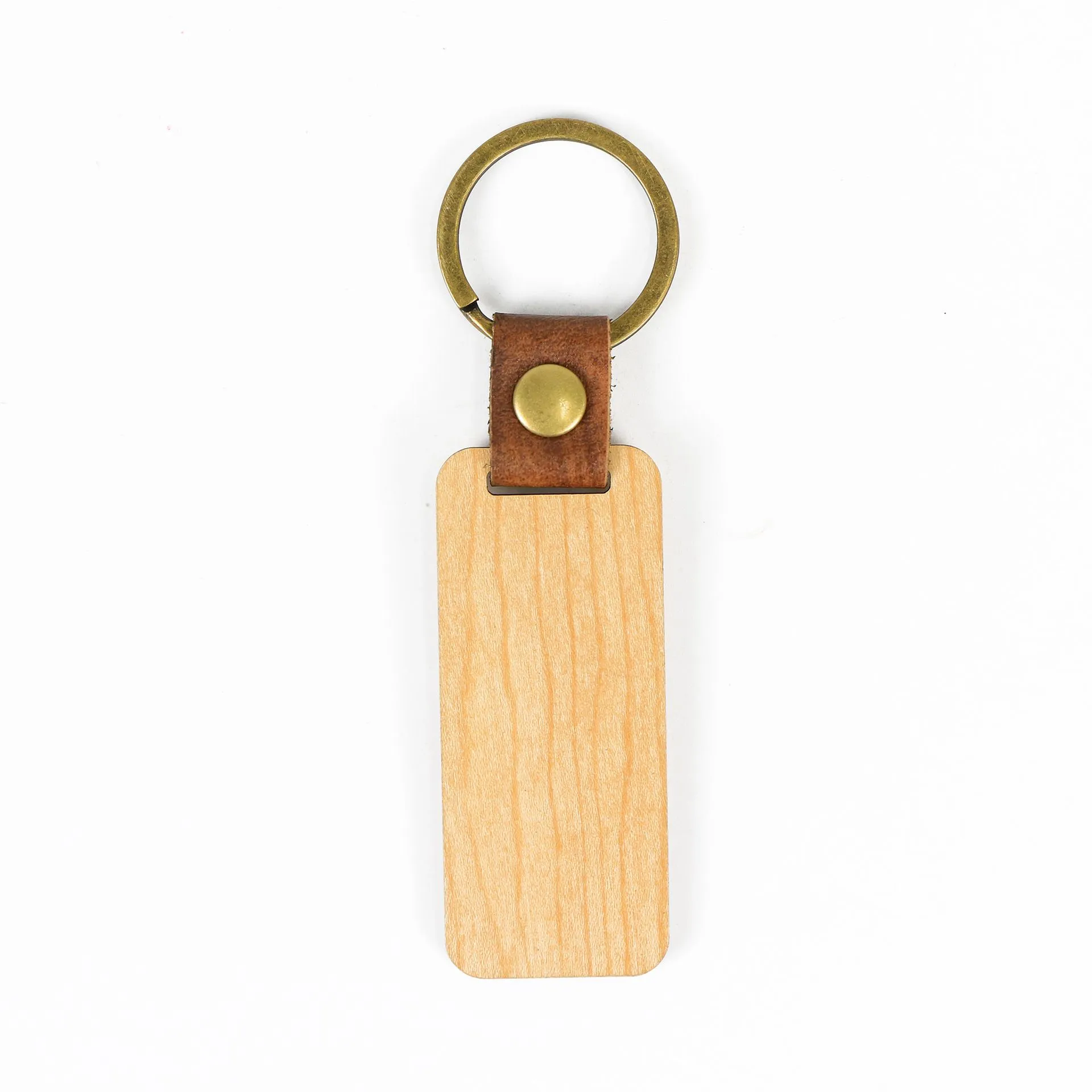 Personalized Leather Keychain Pendant Beech Wood Carving Keychains Luggage Decoration Key Ring DIY Thanksgiving Father`s Day Gift DH8622