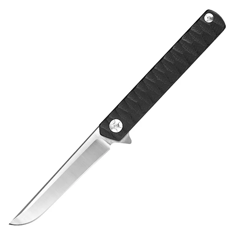 R1026 Flipper Solding Nóż S35VN Satin Drop Point Blade Black G10 Łożysko kulkowe Szybkie otwarte noże folderów narzędzia kempingowe na zewnątrz