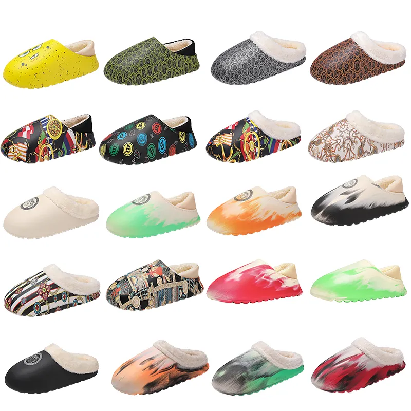 Katoenen slippers warme schoenen gewone cartoon onregelmatige aquarel graffiti pluche pluche indoor en outdoor paar winter sneeuwschoenen dames heren multi-size36-47