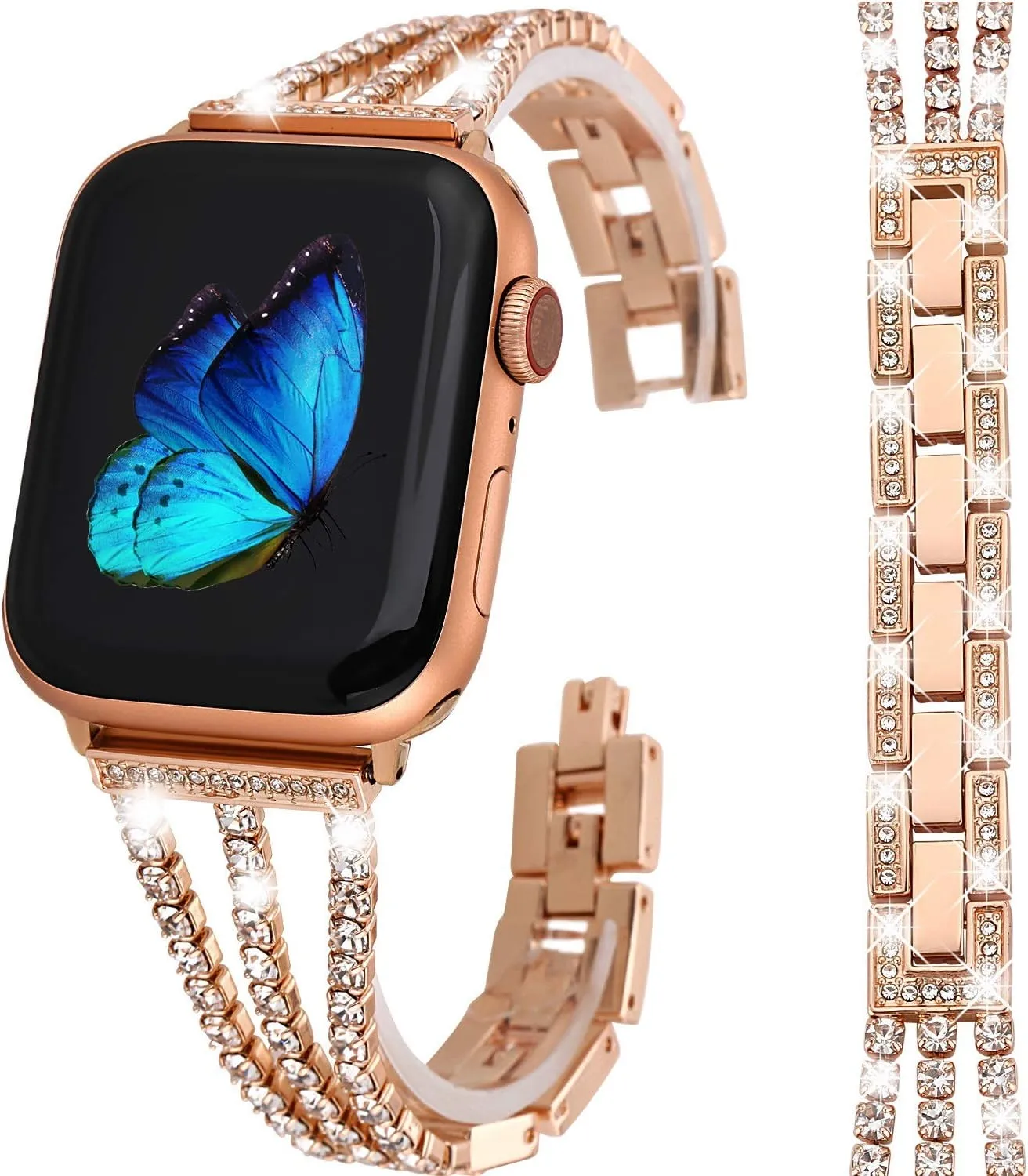 Bling Straps Compatible pour Apple Watch 38 mm / 40/41mm 42/44/45/49mm bijoux Remplacement du bracelet métal