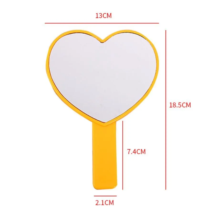 Handheld Makeup Mirror Heart Shape Kawaii Vanity with Handle Hand Cute Cosmetic Mirror Irregular Compact SPA Salon Decorative