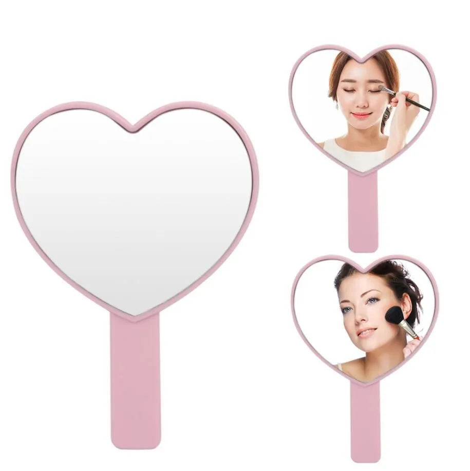 Handheld Makeup Mirror Heart Shape Kawaii Vanity with Handle Hand Cute Cosmetic Mirror Irregular Compact SPA Salon Decorative