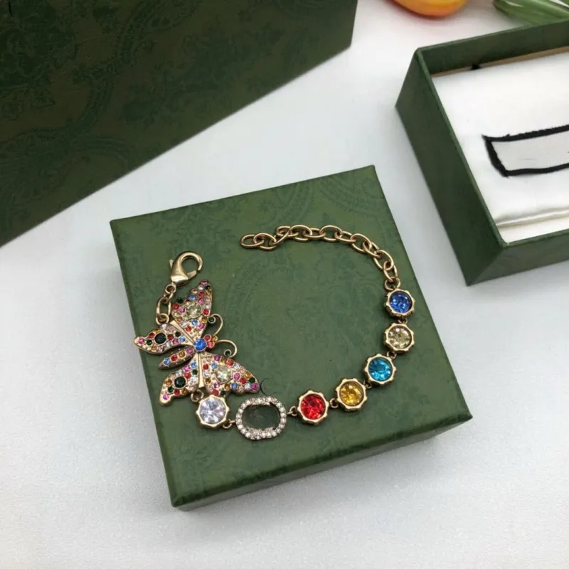 Bracelet design de luxe joli papillon design bracelets tour de cou bracelet en acier inoxydable plaqué or 18 carats punk femmes cristal cubain chaîne en or bijoux hip hop