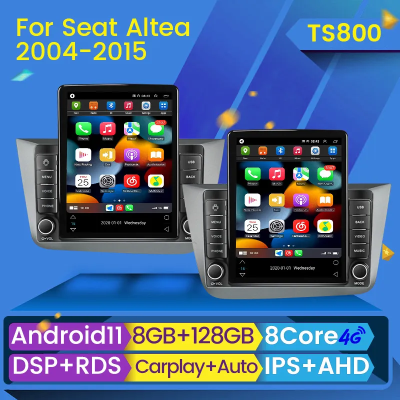 Araba DVD Radyo Video Oynatısı Android 11 Seat Altea için 5P 2004 - 2015 Toledo 5P III 3 2004 - 2009 Bt WiFi Carplay Navi GPS