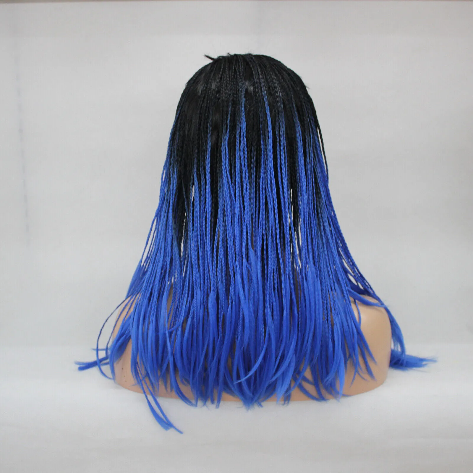 ombre black and blue 3 4 wig with headbands long synthetic handmade braid wig