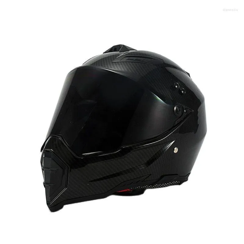 Capacetes de motocicleta Fibra de carbono Capacete de racha Capacete escuro Face Full Safe Casco Capacte Casque Dot