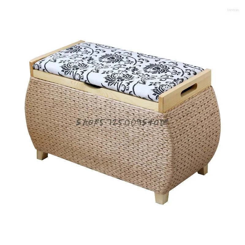 Clothing Storage Nordic Paper Rattan Stool Door Shoes Clothes Finishing Box Sofa Simple