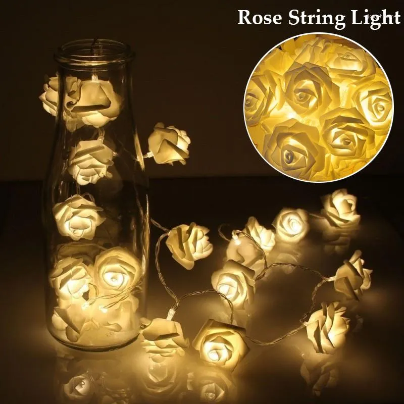 Stringhe 20 LED Rose Flower Fairy String Lights Alimentato a batteria Lampada floreale romantica Matrimonio San Valentino Evento Festa Decorazione ghirlanda