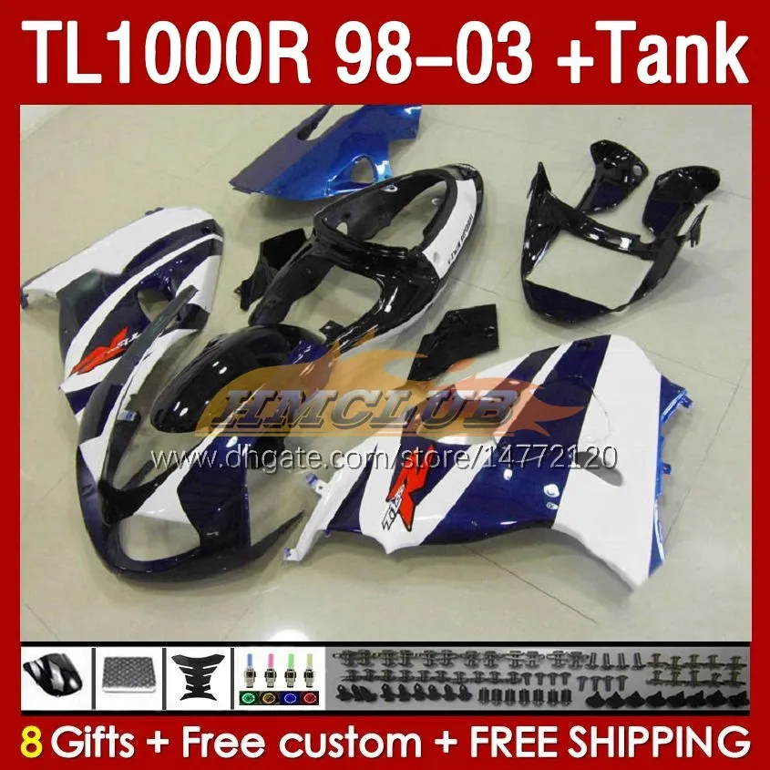 Tankblaue Lagerverkleidungen für Suzuki TL-1000R SRAD TL-1000 TL 1000 R 1000R 98-03 Karosserie 162No.104 TL1000R 1998 1999 2000 01 02 03 TL1000 R 98 99 00 2001 2002 2003 Verkleidung