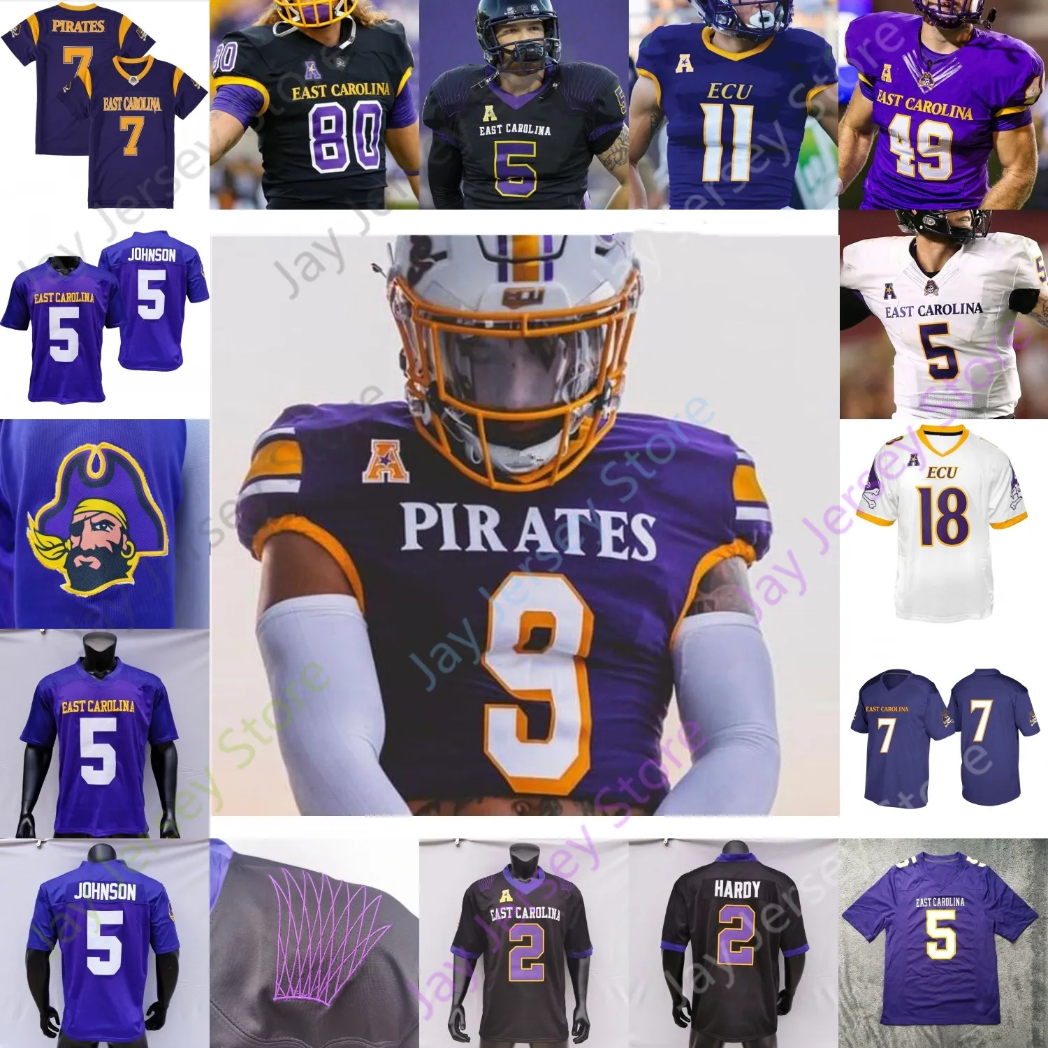 East Carolina Pirates ECU Football Jersey NCAA College Mason García Holton Ahlers Jaylen Chris Johnson Rahjai Harris Julius Wood Bond Edwards III Garner Gunn Jr.