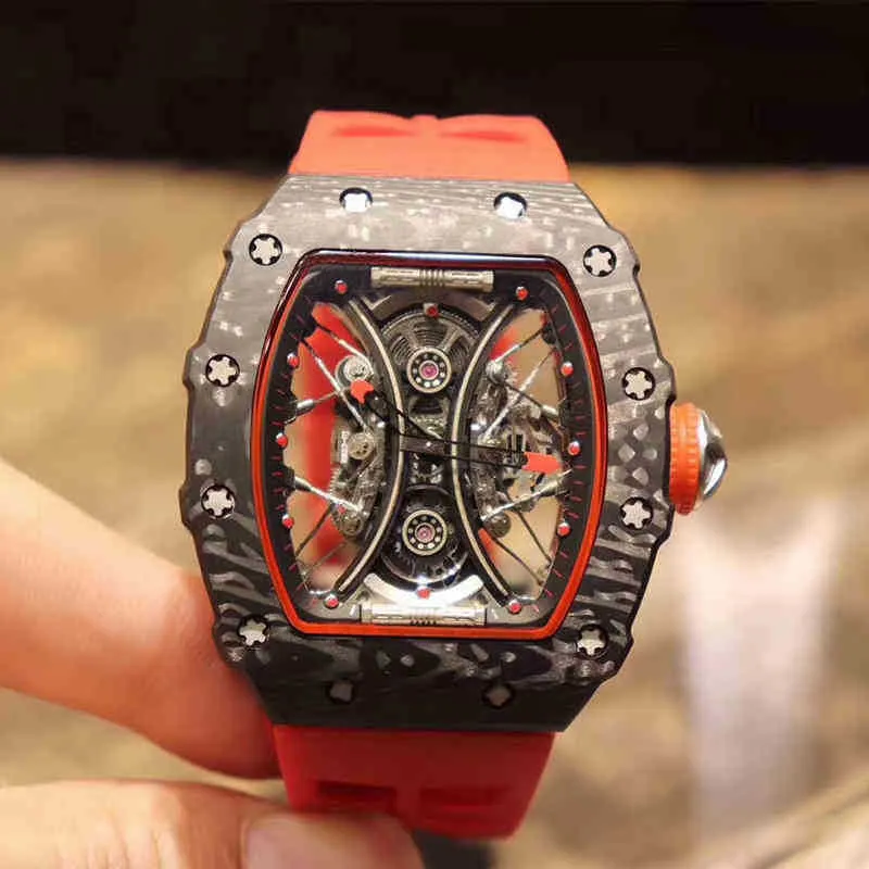 Wine Barrel Watch RM53-01 Series Automatic Mechanical Red Carbon Fiber Tape Mens Watch