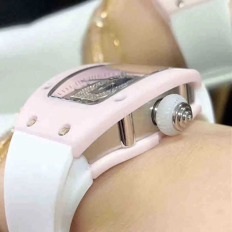 고급 RM 손목 시계 밀 와인 배럴 시계 Millr RM07-01 시리즈 완전 자동 기계식 세라믹 케이스 테이프 여성 시계 디자이너 방수 R4PO