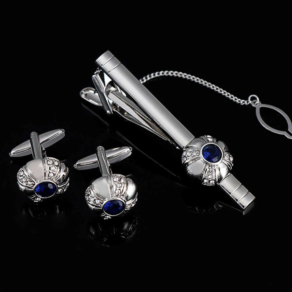 Hochwertige Manschettenknöpfe Krawattenklammer Kupfer Metall Strass Manschettenknöpfe Luxus Business Geschenk Hochzeit Krawattenklammer Set für Männer Geschenke