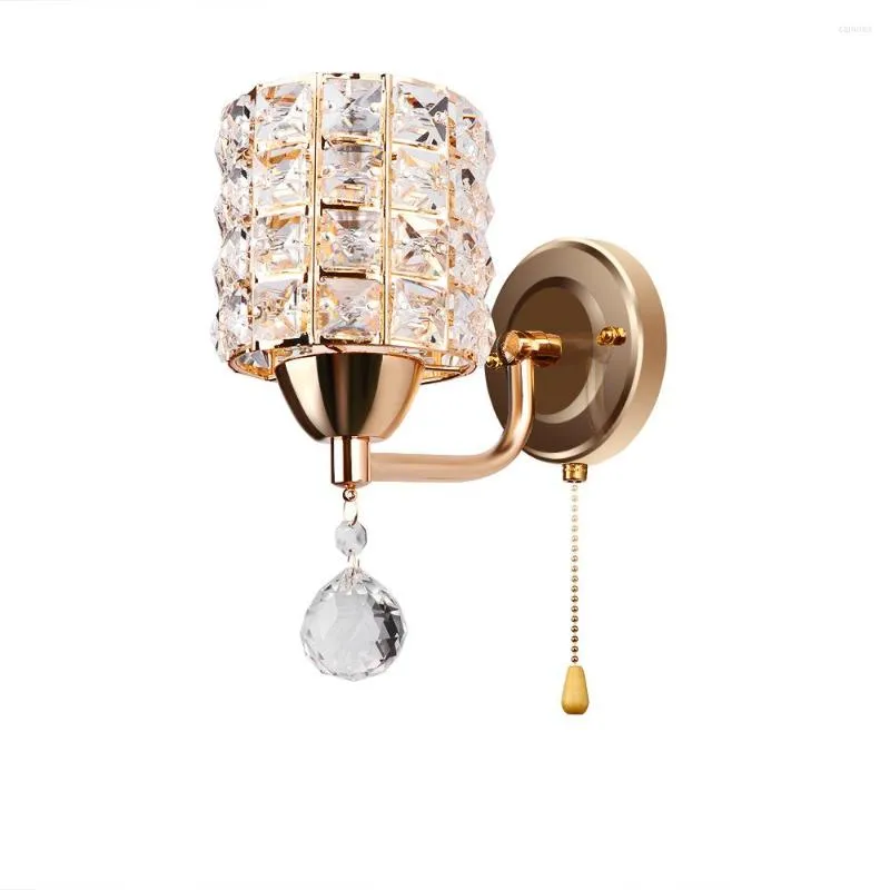 Wall Lamp Modern Luxury Bedroom Crystal Light Golden Polished Chrome Bathroom Sconces Washroom Fixtures