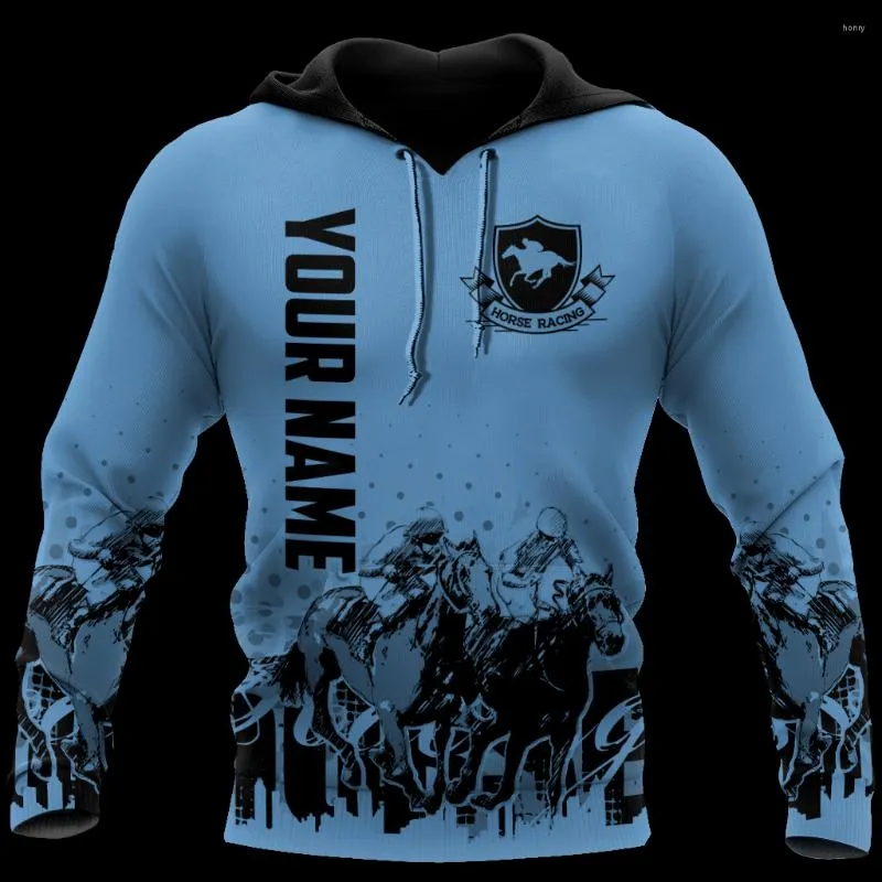 Bluzy męskie 2022 Autumn Hoodie Horse Racing 3D Printing Męskie/damskie bluza unisex streetwear zamek błyskawiczny