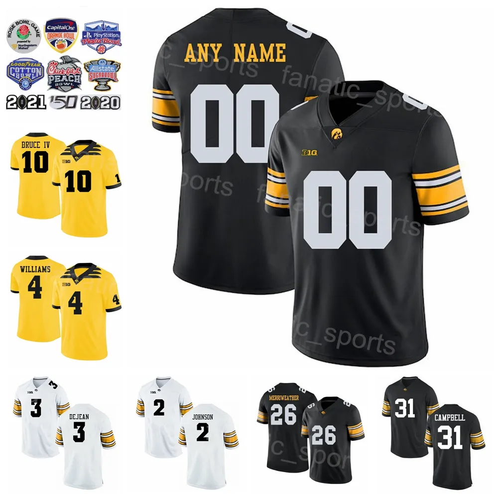 NCAA Football College Iowa Hawkeyes 10 Arland Bruce IV Jersey 31 Jack Campbell 3 Cooper DeJean 26 Kaevon Merriweather 2 Kaleb Johnson 4 Leshon Williams Per gli appassionati di sport