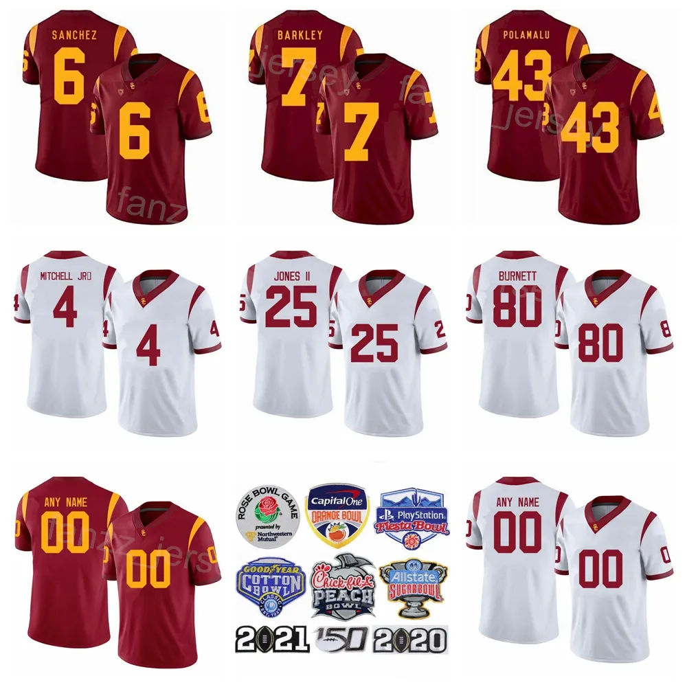 NCAA Football USC Trojans College 26 Travis Dye Jersey 6 Austin Jones 3 Addison 4 Williams 18 Eric Gentry 53 Shane Lee 13 Caleb Williams University Borduurseluniform