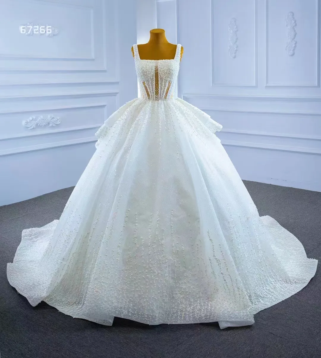 Abito da sposa di lusso per le perle pesanti luccichi SM67266