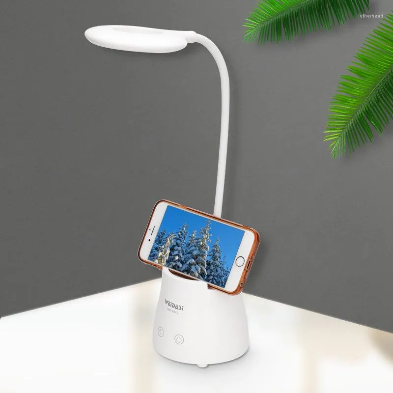 Nachtlichten Student Lamp Lamp Dormitory LED Laad opladen Creative Reading Children's Battery USB Touch Touch Mobile Phone Shelf White White