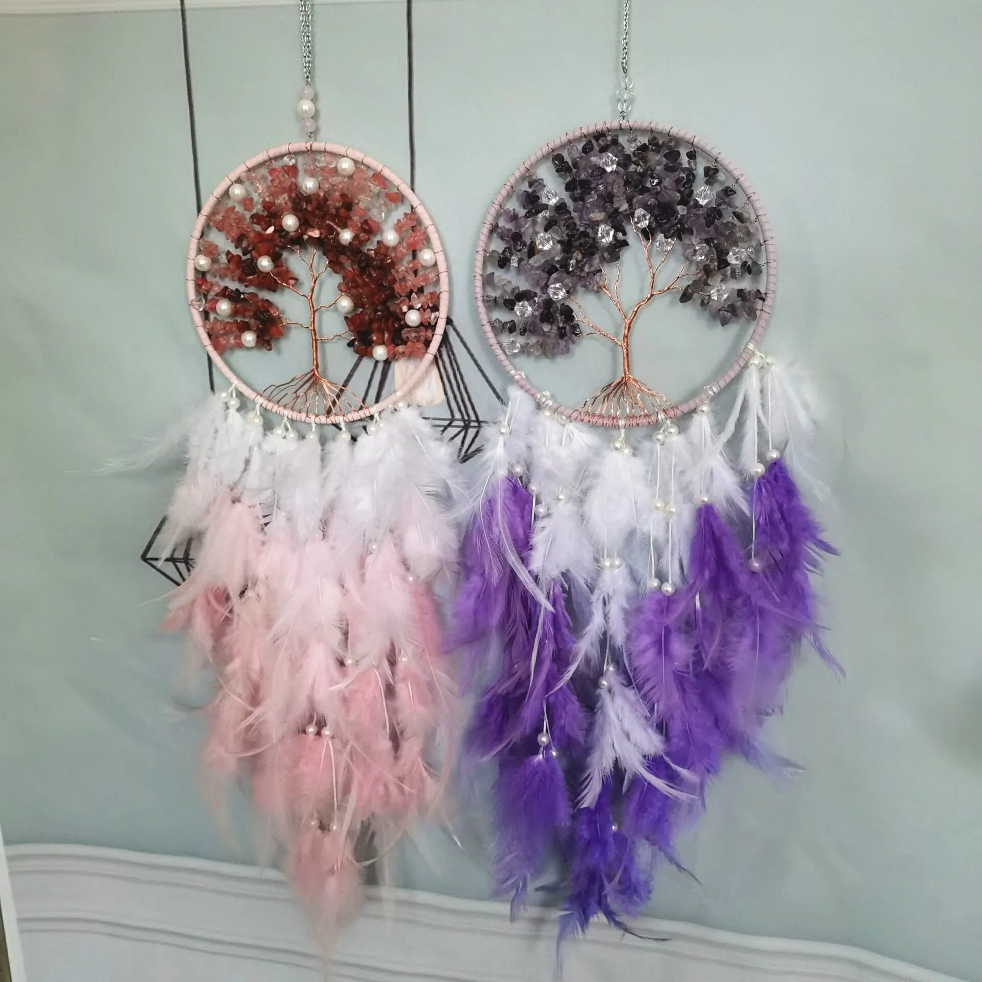 Dream Catcher, Handmade Dreamcatcher with Healing Crystal Stone