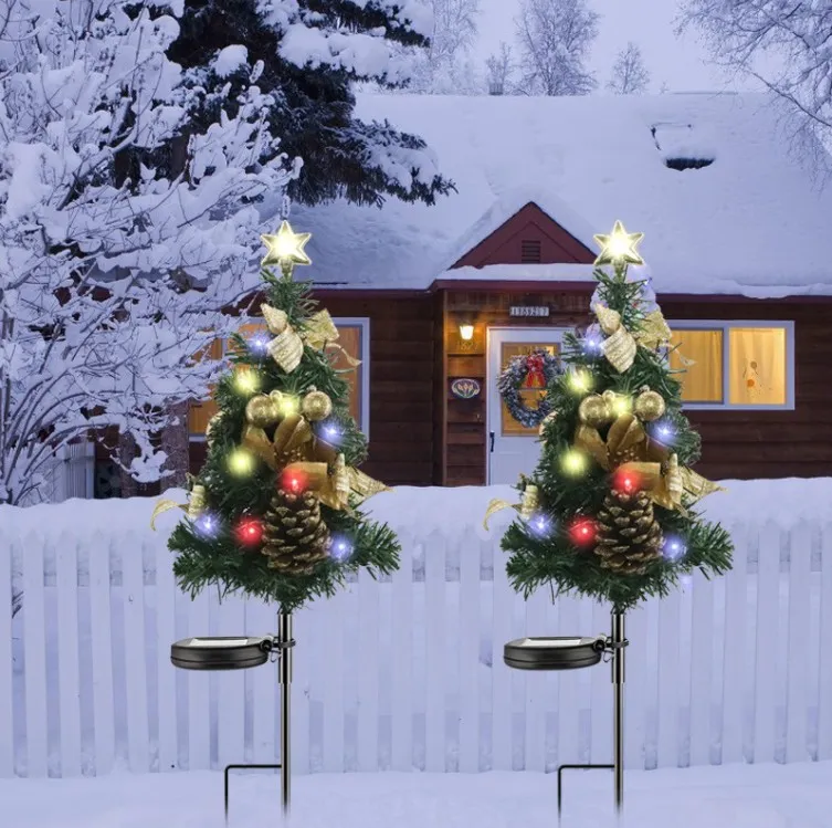 ソーラークリスマスツリーライトランプスマートライトセンシング芝生ランプ屋外の防水ガーデンライトLEDパインコーンヤード風景の装飾