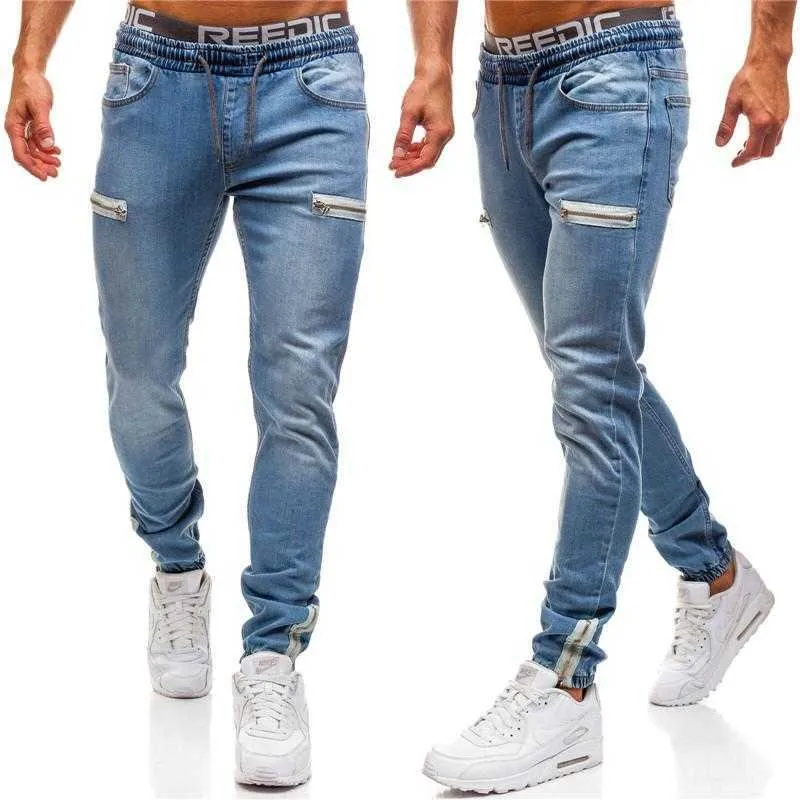 Men's Jeans Mens Skinny Jeans Pant Casual Trousers 2021 Denim Black Homme Stretch Pocket Zipper Pencil Pants Fit Streetwear 3xl