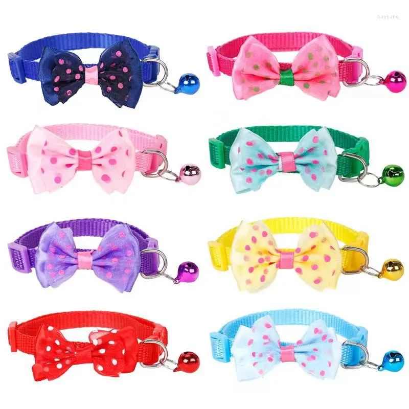 Collari per cani Collana per animali domestici Accessori cinghia regolabili per colletto Bowknot Nylon Cat Wok Tie Cuggino Candy Candy Color Necktie