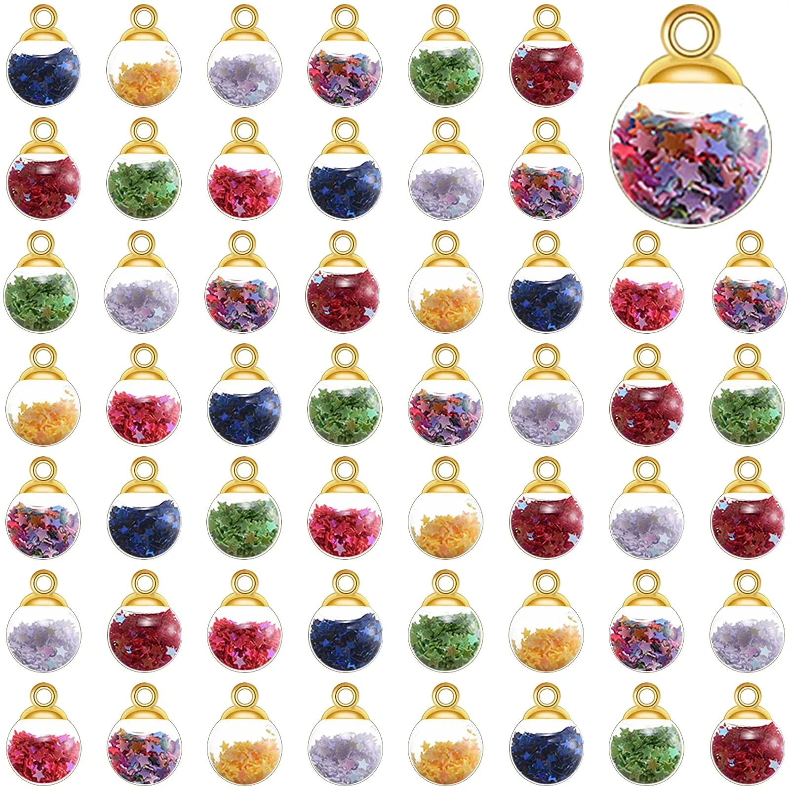 Anhänger Halsketten Farbige gemischte Glaskugel mit Stein Winzige glänzende Strassperlen Bastelzubehör DIY Halskette Armband Ohrring Juwel Ammoq