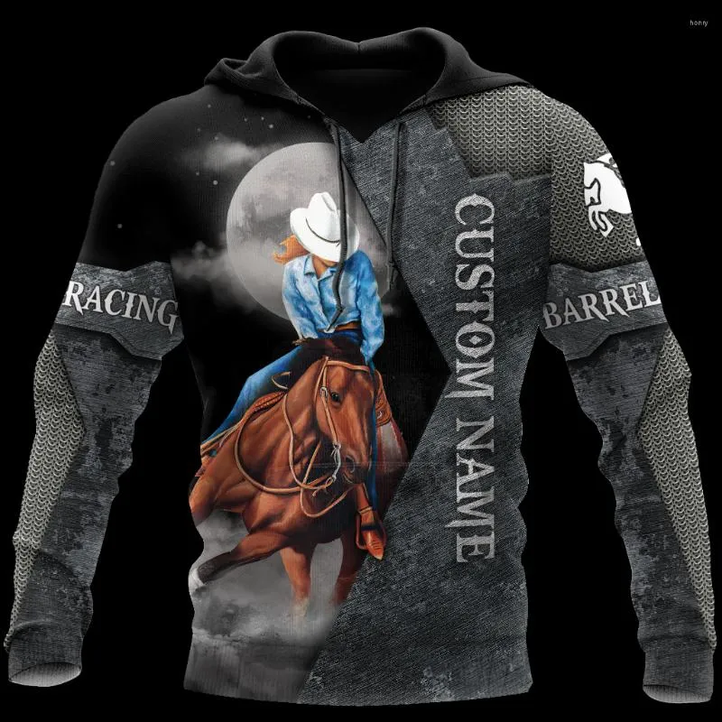 Bluzy męskie 2022 Autumn Hoodie Horse Racing 3D Printing Męs