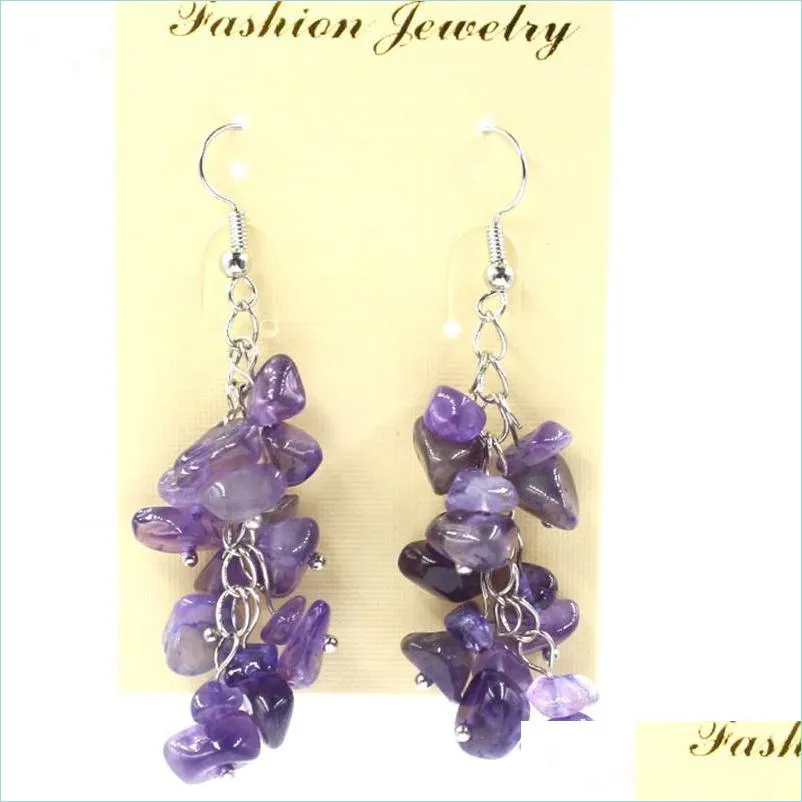 Dangle Lustre Naturel Pierre Ébréchée Boucles D'oreilles Goutte Dangle 7 Chakra Irregar Perle Cristal Pour Femmes Mode Bijoux Faits À La Main Delive Dhet2