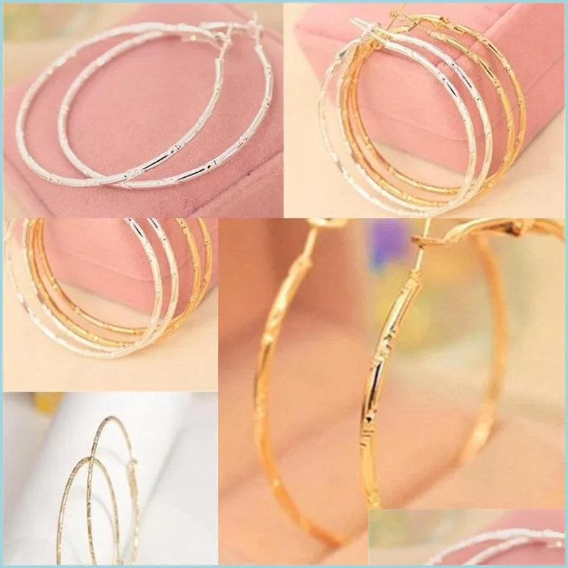 Hoop Huggie Bamboo Noeud Hoop Boucles D'oreilles Bijoux De Mode Plaqué Or Boucle D'oreille Femmes Goujons D'oreille Grand Cercle Évider 0 49Sd F2B Drop D Dhfgc