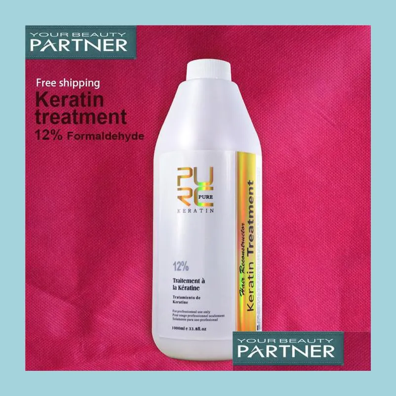 Shampoo Conditioner Purc Brazilian Keratin Hair Treatment 1000Ml Formalin 12% Deep Repairs Damaged Curly Straightening Hairs Salon D Dhtew