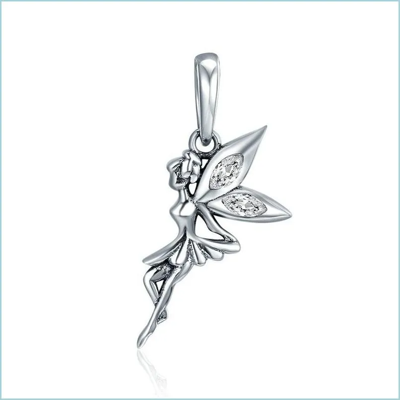 Charms Authentic 925 Sterling Sier Flower Fairy Dangle Wiselant Charms Fit Kobiety Charm Bracelets Naszyjniki biżuteria Downot