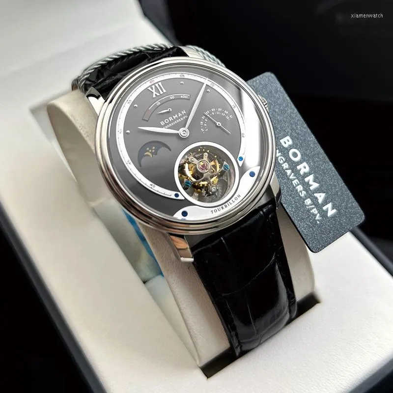 Designer Watches Movement Wristwatches BORMAN Seagull WristWatch Luxury Mens Mechanical Watches Man Moon Phase Calendar Clock Manual Wind