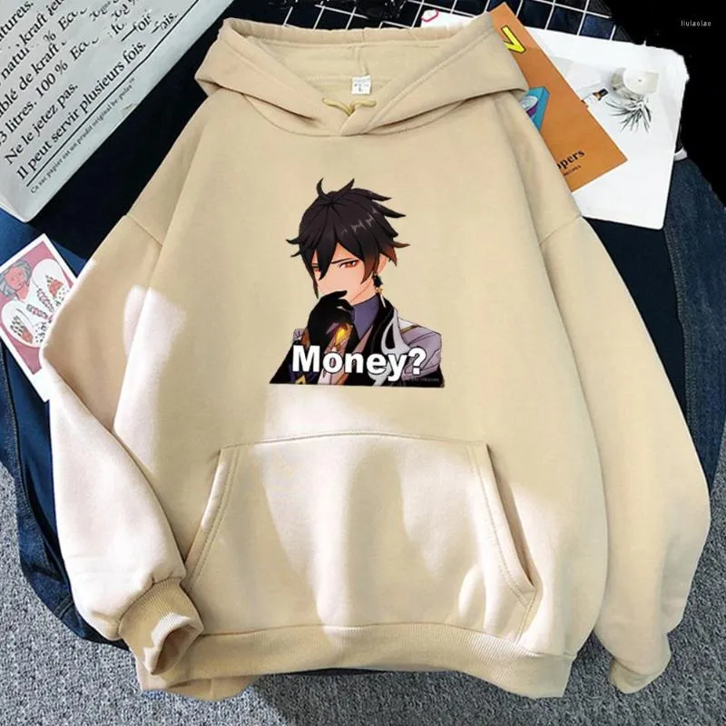 Hoodies femininos zhong li imprimir genshin impacto game anime capuz para mulheres/homens streetwear roupas kawaii de camisetas de camisetas de grandes dimensões harajuku