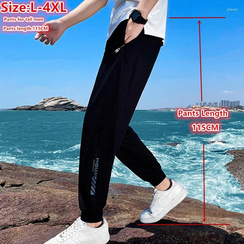 Men's Pants Sports Summer Joggers Extra Long 115CM High Stretched Tall Men Sweatpants Thin Loose Black Gray Track Boys Students Trousers