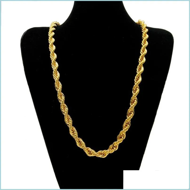 Łańcuchy Moda 8Mm 10Mm Hip Hop Rope Łańcuch Naszyjnik 18K Pozłacane 24 Cal Dla Mężczyzn 284 W2 Drop Delivery 2022 Biżuteria Naszyjniki Pendan Dh3Zq