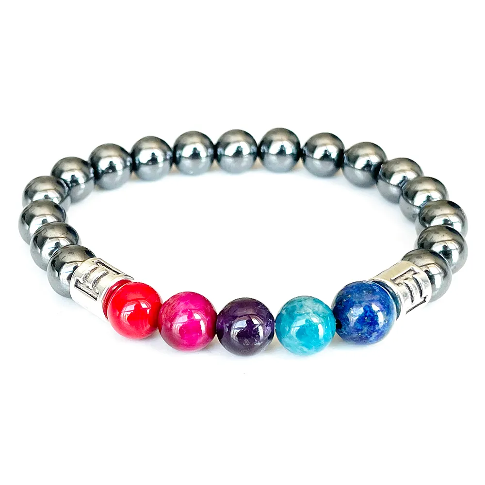 Strand MG1649 Nouveau Bracelet Gemini Zodiac 8 MM AA Grade Hématite Rouge Chakra Pierre Énergie Poignet Mala Bijoux De Pierres Précieuses Naturelles