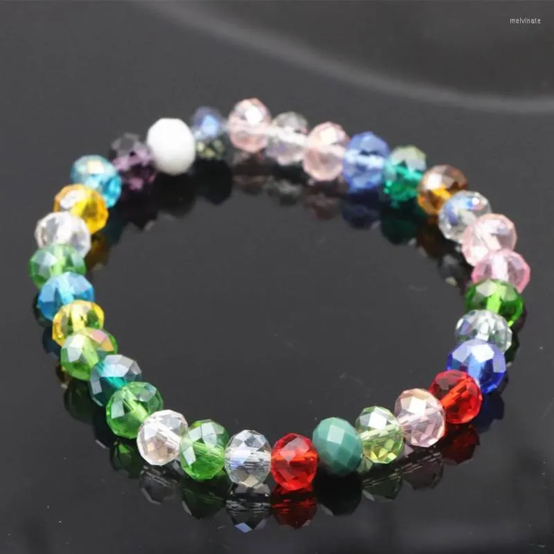 Очарование браслетов 2pcs Оптовые богемии эластичный браслет многоцветный стеклянный хрустальный шарики